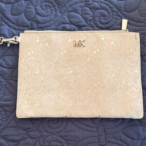 Michael Kors Floral Embossed White Wristlet